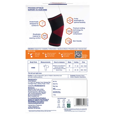 Hansaplast Active Knee Support Large, 1 Pair, Pack of 1