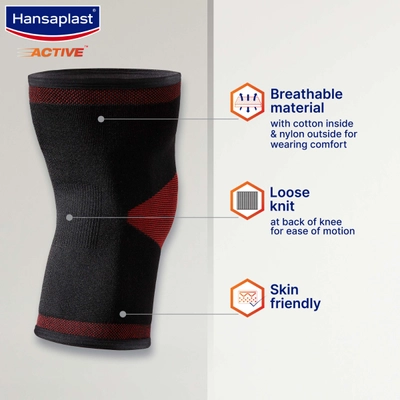 Hansaplast Active Knee Support Medium, 1 Pair, Pack of 1