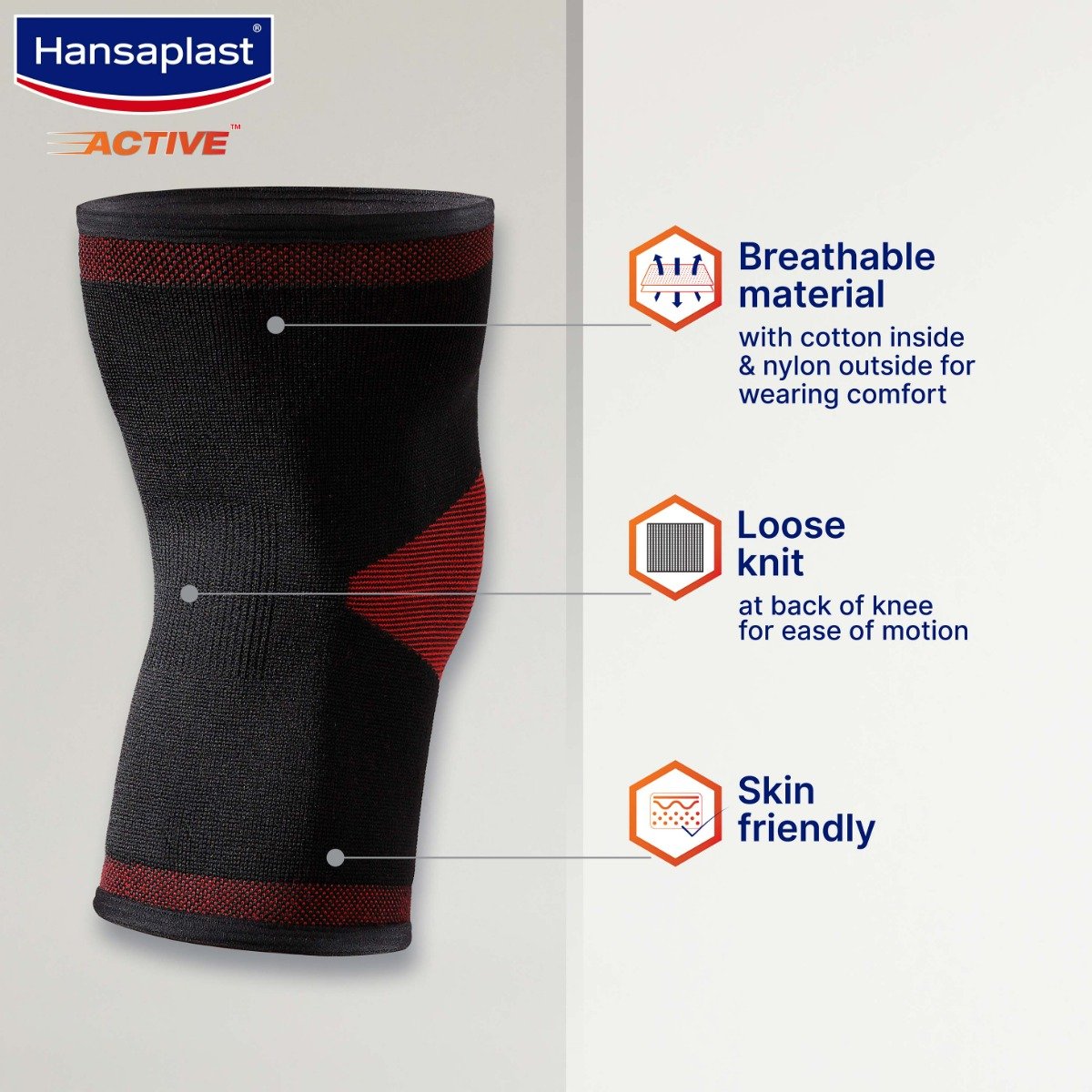 Hansaplast Active Knee Support Large, 1 Pair, Pack of 1 Hansaplast Active Knee Support Large, 1 Pair, Pack of 1