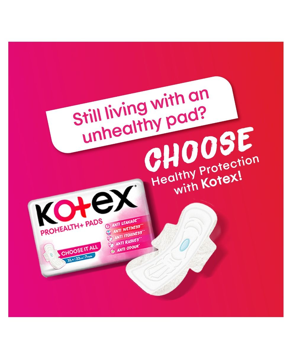 Kotex Prohealth+ Sanitary Pads XL, 40 Count, Pack of 1 