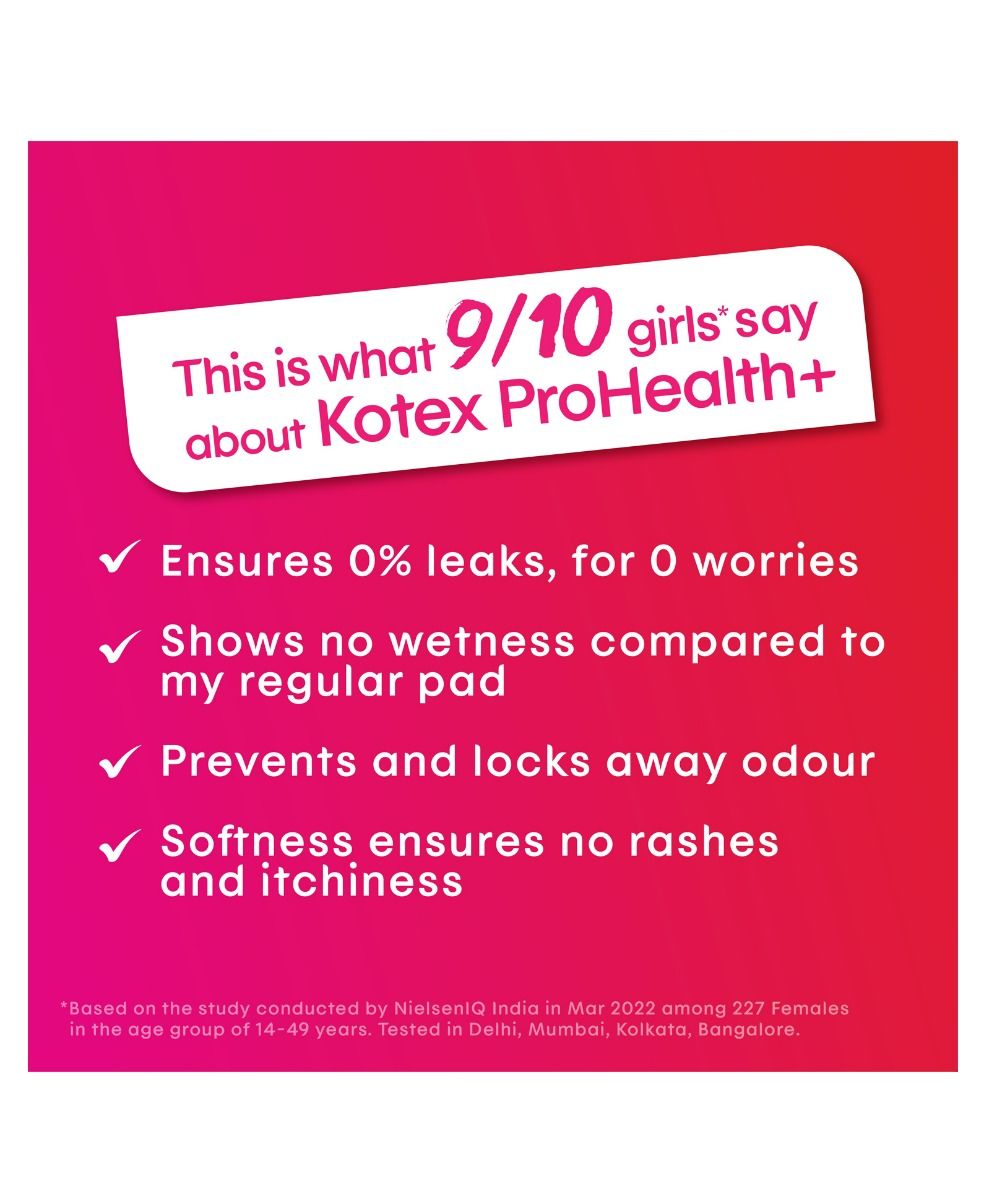 Kotex Prohealth+ Sanitary Pads XL, 40 Count, Pack of 1 