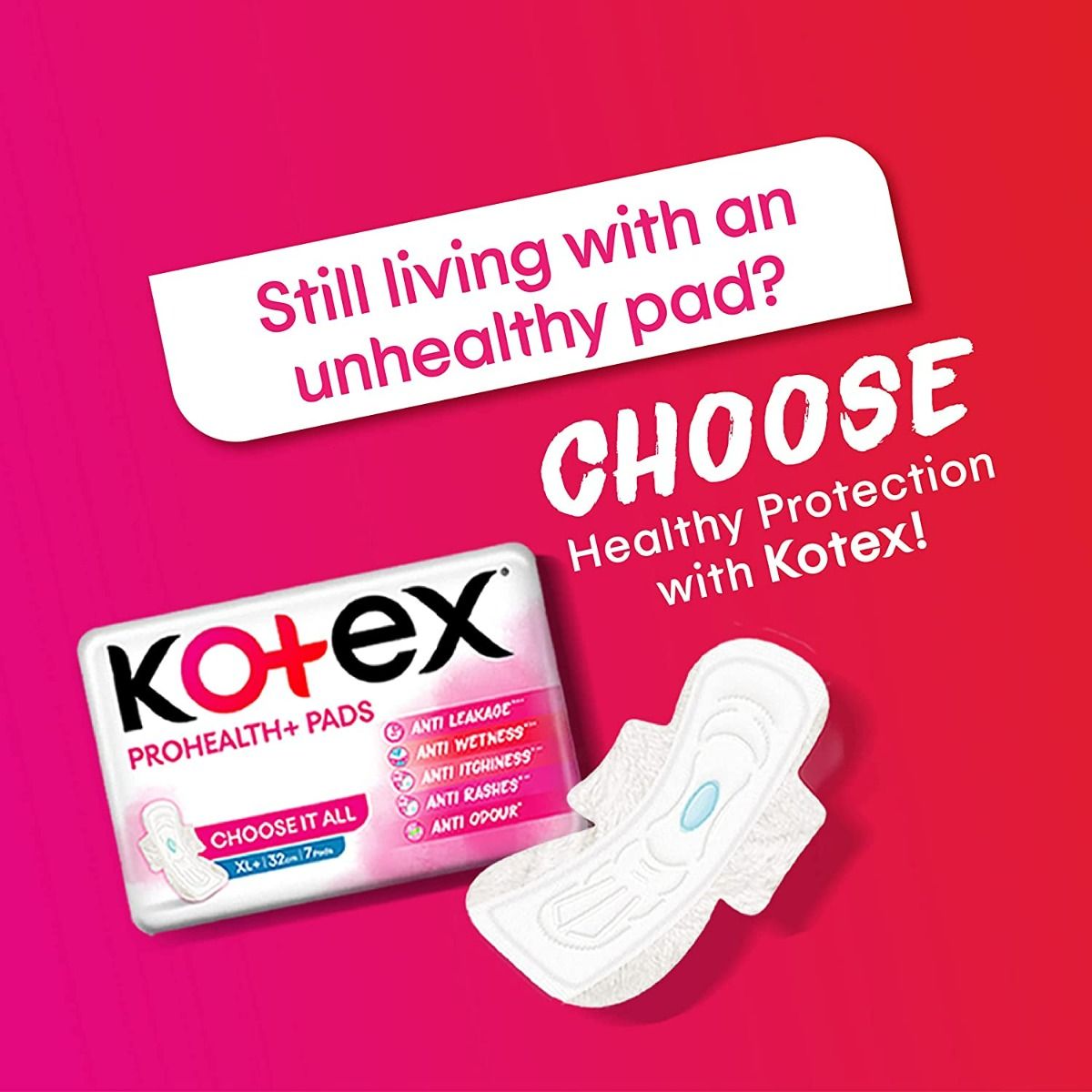 Kotex Prohealth+ Sanitary Pads XL+, 7 Count Price, Uses, Side Effects