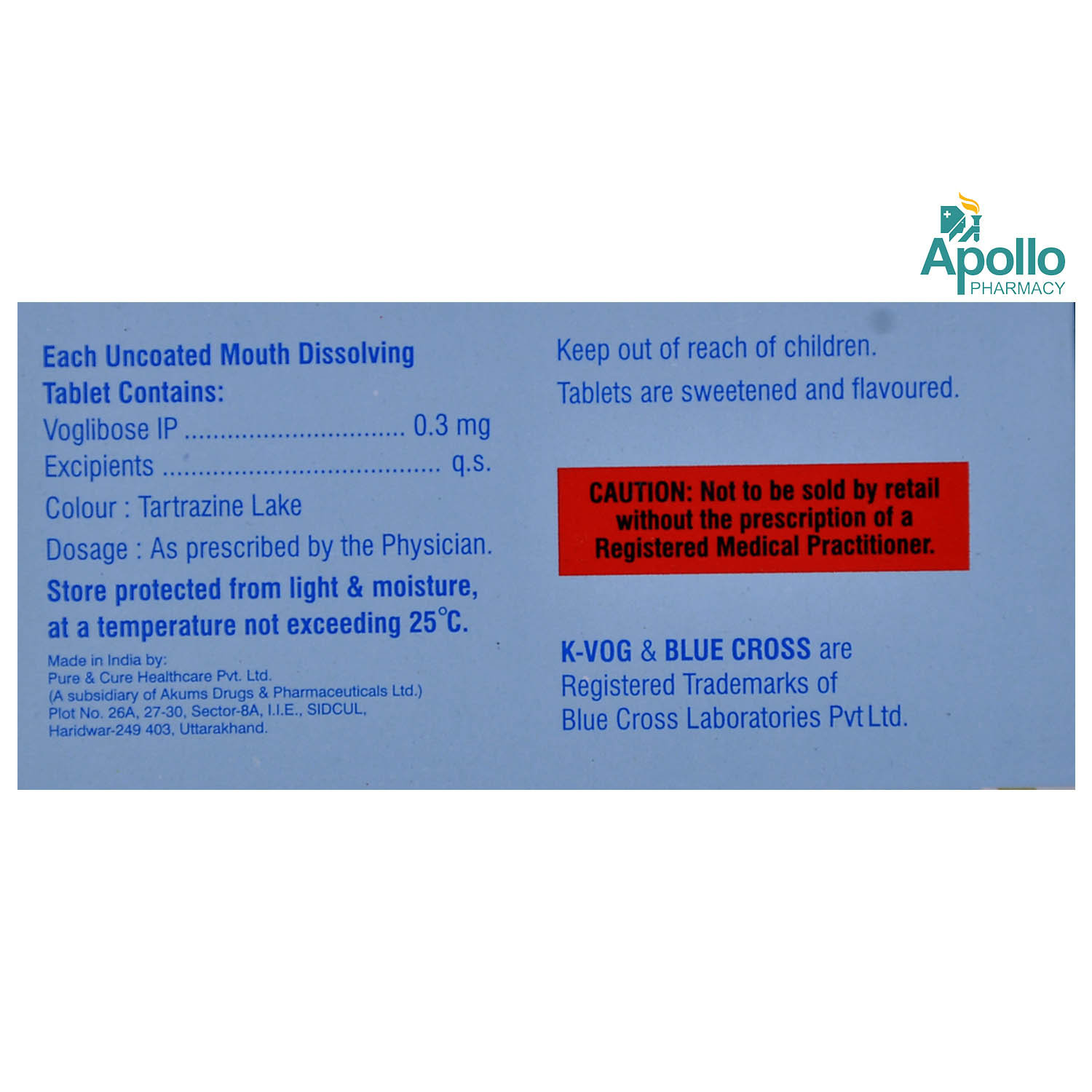 K Vog 0.3 mg Tablet 15's, Pack of 15 TabletS K Vog 0.3 mg Tablet 15's, Pack of 15 TabletS