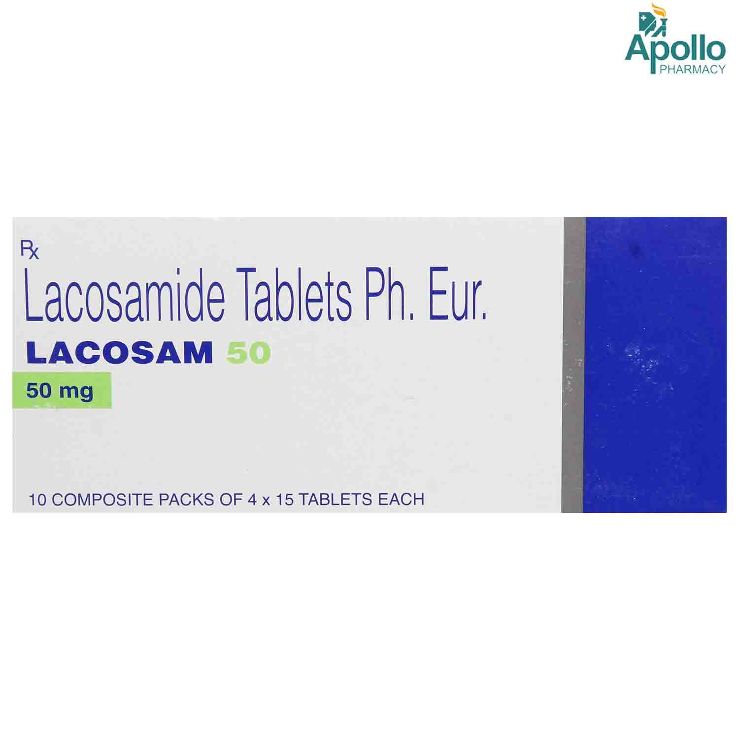 Lacosam 50 mg Tablet 10's, Pack of 10 TABLETS Lacosam 50 mg Tablet 10's, Pack of 10 TABLETS