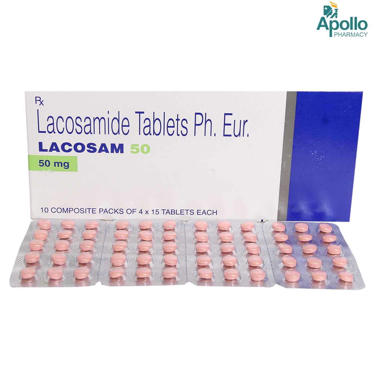 Lacosam 50 mg Tablet 10's, Pack of 10 TABLETS Lacosam 50 mg Tablet 10's, Pack of 10 TABLETS