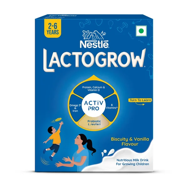 Nestle Lactogrow Biscuity &amp; Vanilla Flavour Powder, 400 gm Refill Pack, Pack of 1