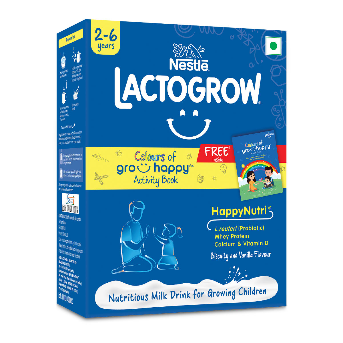 Buy Nestle Lactogrow Biscuity & Vanilla Flavour Powder, 400 gm Refill Pack | with Free Activity Book Online