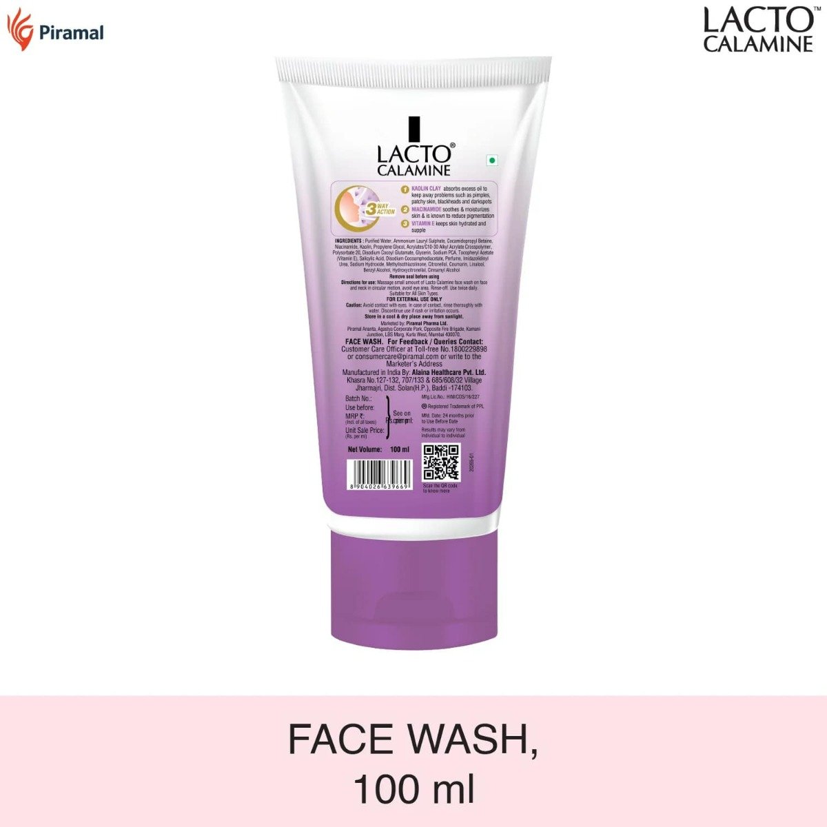 Lacto Calamine Kaolin Clay Face Wash, 100 ml, Pack of 1 Lacto Calamine Kaolin Clay Face Wash, 100 ml, Pack of 1