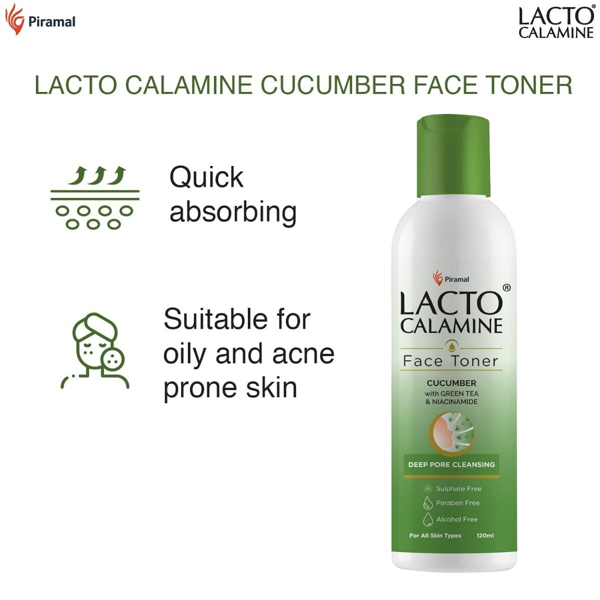 Lacto Calamine Cucumber Face Toner with Green Tea & Niacinamide, 120 ml, Pack of 1 Lacto Calamine Cucumber Face Toner with Green Tea & Niacinamide, 120 ml, Pack of 1