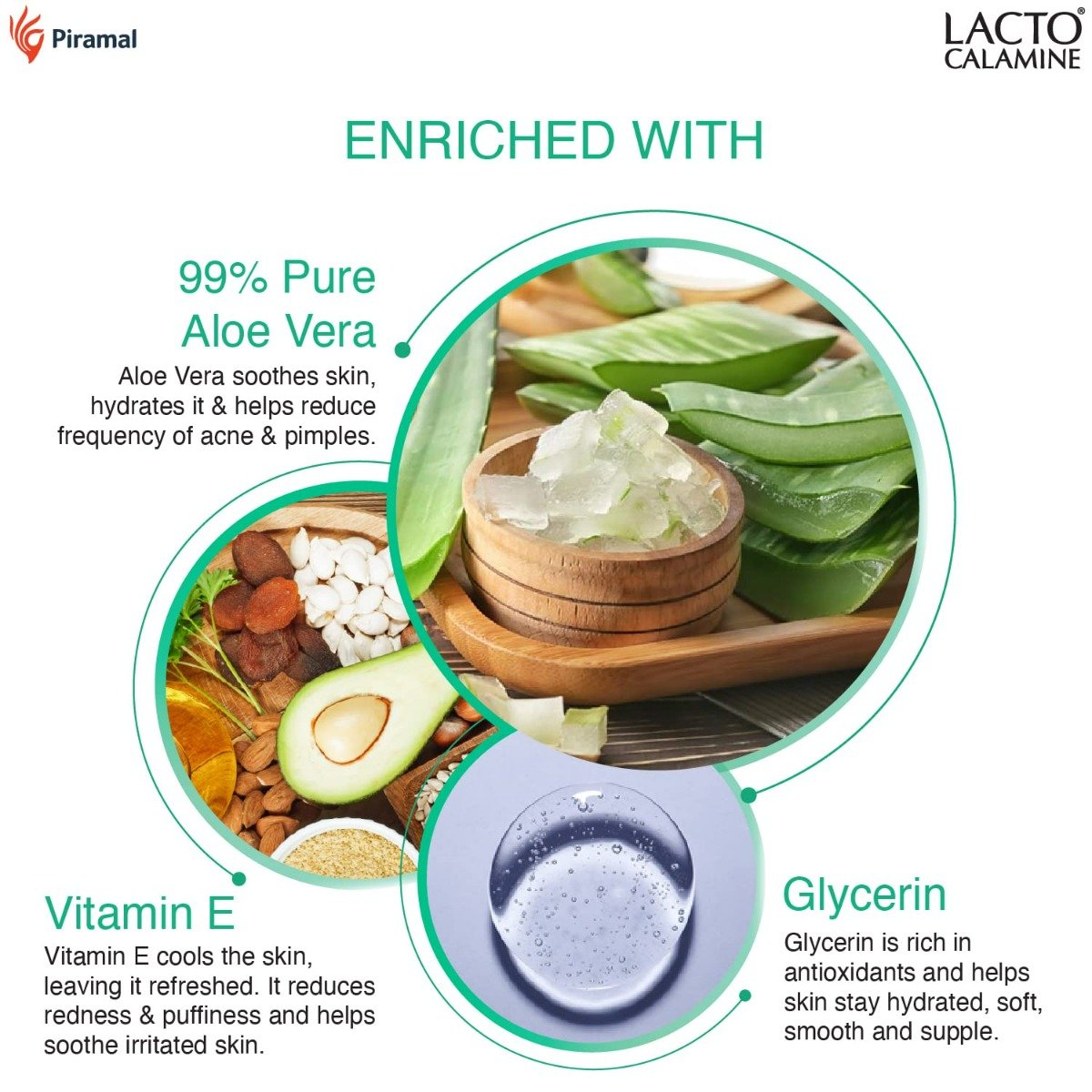 Lacto Calamine Aloe Vera Gel with Vitamin E & Glycerin, 150 gm, Pack of 1 Lacto Calamine Aloe Vera Gel with Vitamin E & Glycerin, 150 gm, Pack of 1