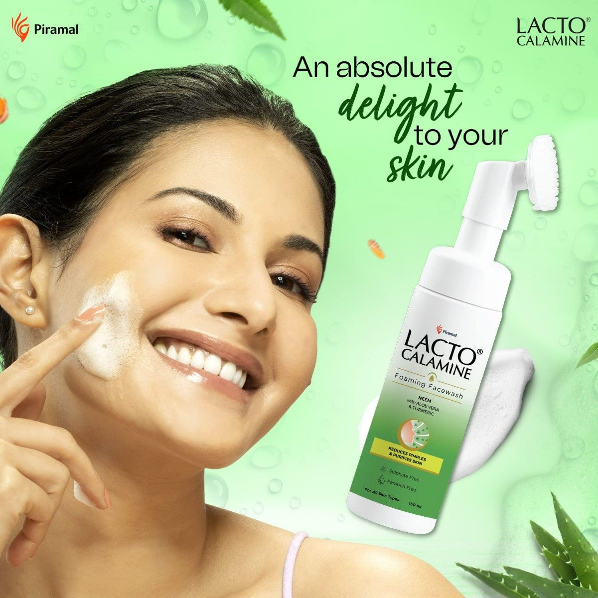 Lacto Calamine Neem Foaming Face Wash with Aloe & Vera Turmeric, 150 ml, Pack of 1 Lacto Calamine Neem Foaming Face Wash with Aloe & Vera Turmeric, 150 ml, Pack of 1