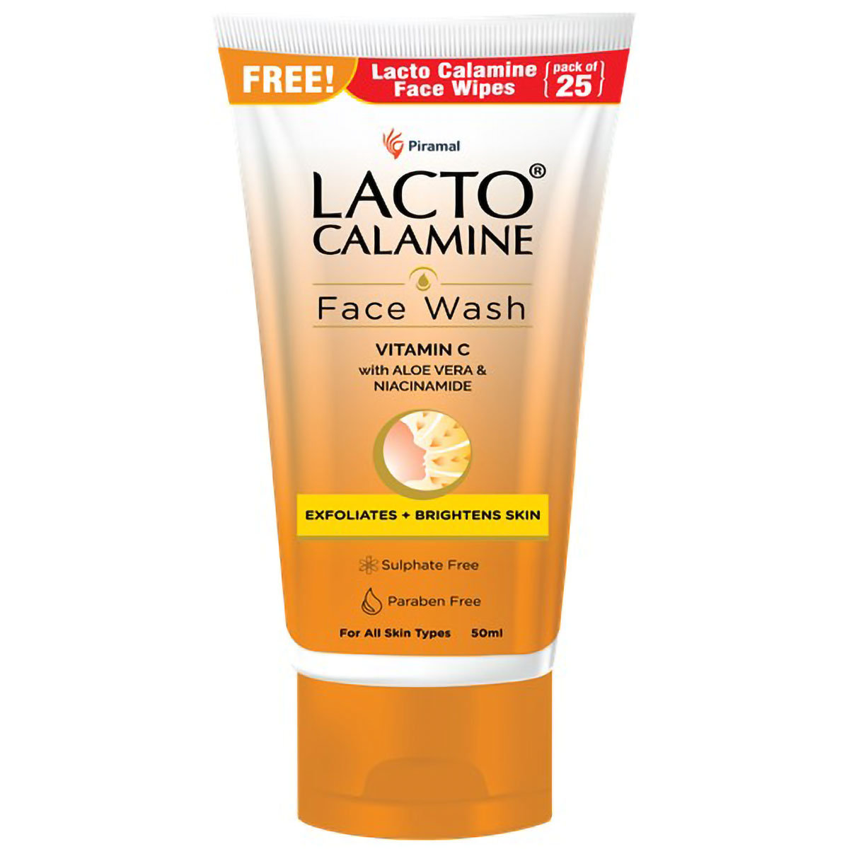 Lacto Calamine Vitamin-C Face Wash 50 ml | Vitamin C, Aloe Vera & Niacinamide | Exfoliates & Hydrates Skin | For Brighter & Glowing Skin | For All Skin Type, Pack of 1 Lacto Calamine Vitamin-C Face Wash 50 ml | Vitamin C, Aloe Vera & Niacinamide | Exfoliates & Hydrates Skin | For Brighter & Glowing Skin | For All Skin Type, Pack of 1