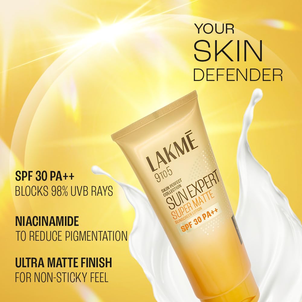 Lakme Sun Expert SPF 30 PA++ Supermatte Sunscreen Lotion, 50 ml, Pack of 1 Lakme Sun Expert SPF 30 PA++ Supermatte Sunscreen Lotion, 50 ml, Pack of 1