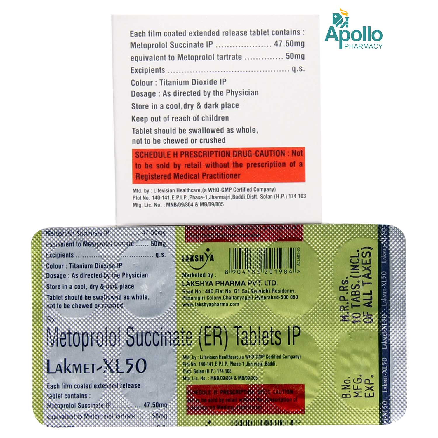 Lakmet XL 50 mg Tablet 10's, Pack of 10 TABLETS Lakmet XL 50 mg Tablet 10's, Pack of 10 TABLETS