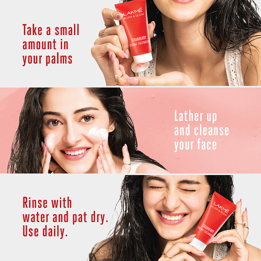 Lakme Blush & Glow Strawberry Creme Face Wash 50 gm | With Strawberry Extracts | Gentle Cleansing | Removes Dirt & Impurities, Pack of 1 Lakme Blush & Glow Strawberry Creme Face Wash 50 gm | With Strawberry Extracts | Gentle Cleansing | Removes Dirt & Impurities, Pack of 1