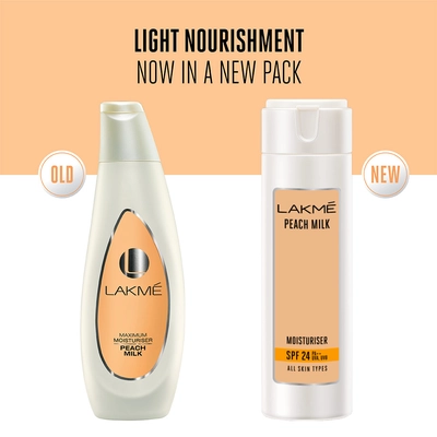 Lakme Peach Milk Intense Moisturiser SPF 24 PA++ UVA-UVB, 200 ml, Pack of 1