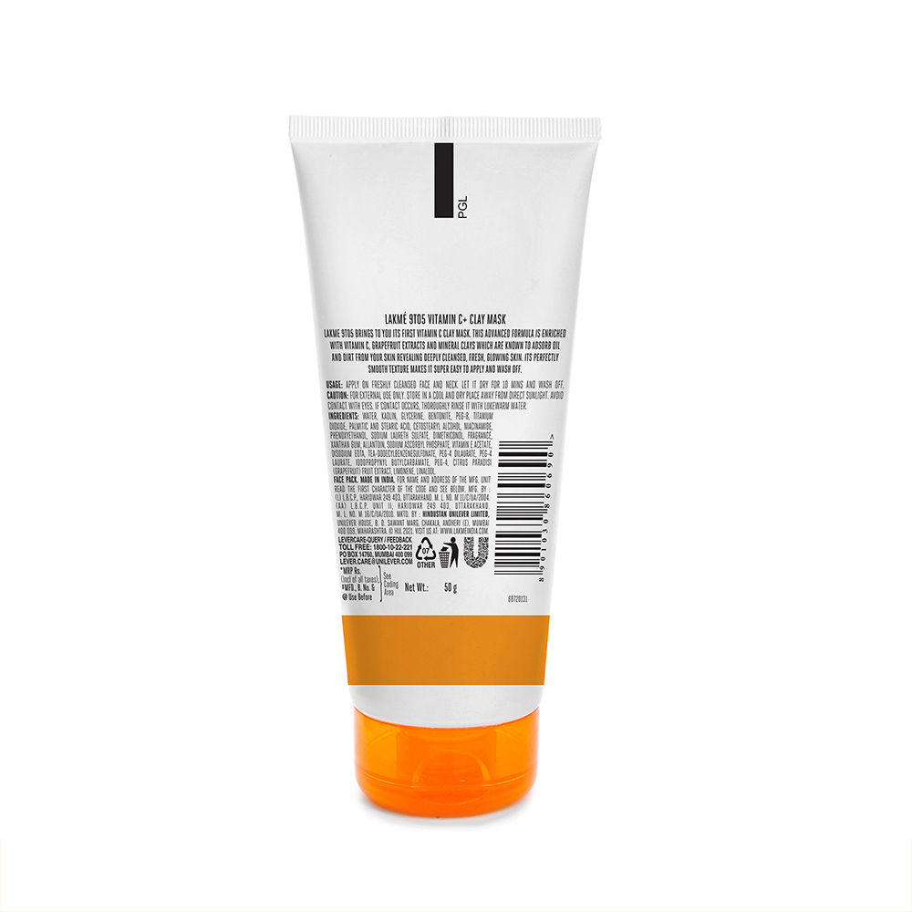 Lakme 9to5 Vitamin C+ Clay mask, 50 gm Price, Uses, Side Effects, Composition Apollo Pharmacy