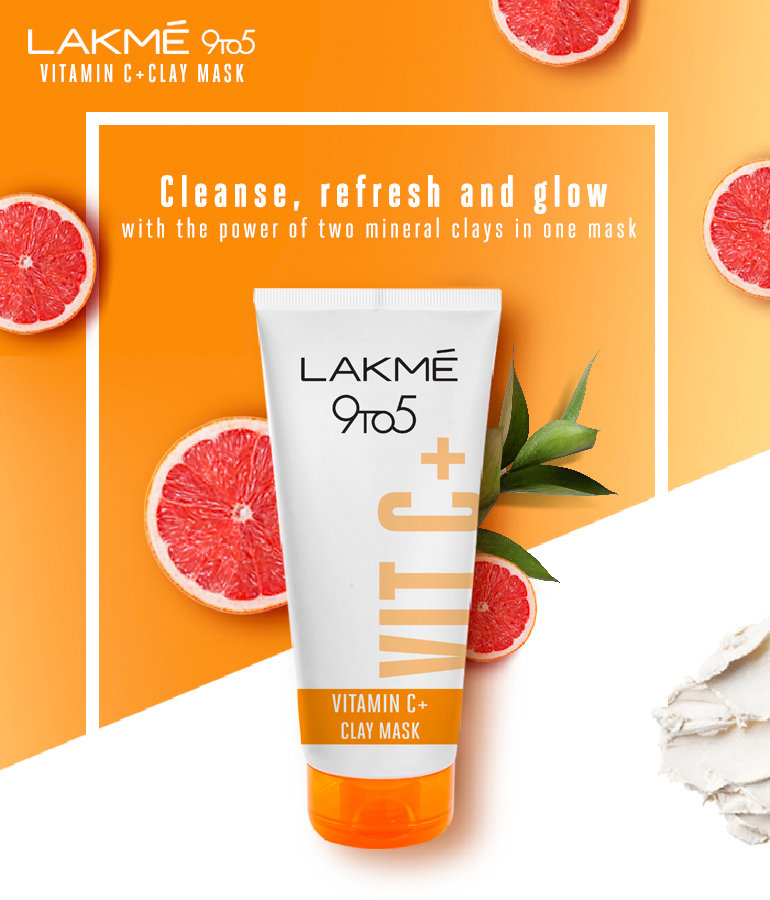 Lakme 9to5 Vitamin C+ Clay mask, 50 gm, Pack of 1 Lakme 9to5 Vitamin C+ Clay mask, 50 gm, Pack of 1