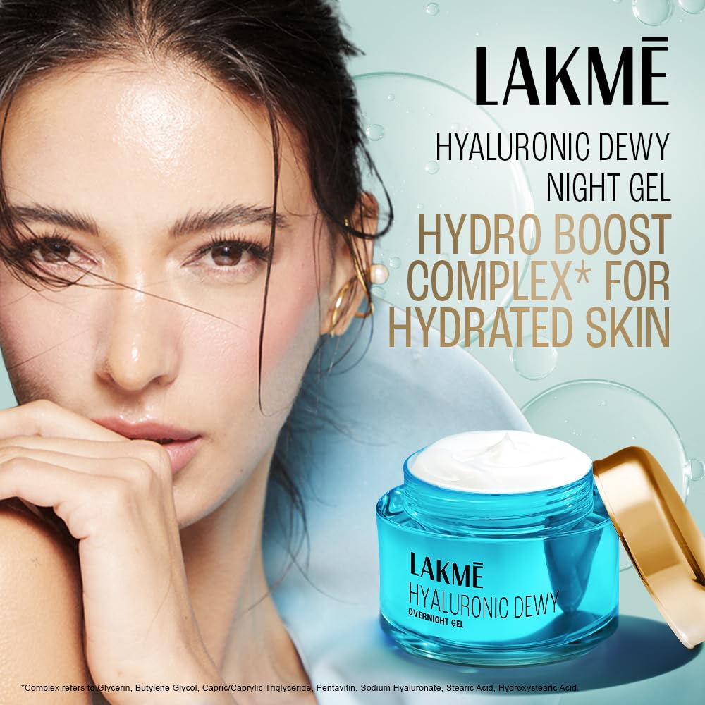 Lakme Hyaluronic Dewy Overnight Gel with Hyaluronic Acid, 50 gm, Pack of 1 Lakme Hyaluronic Dewy Overnight Gel with Hyaluronic Acid, 50 gm, Pack of 1