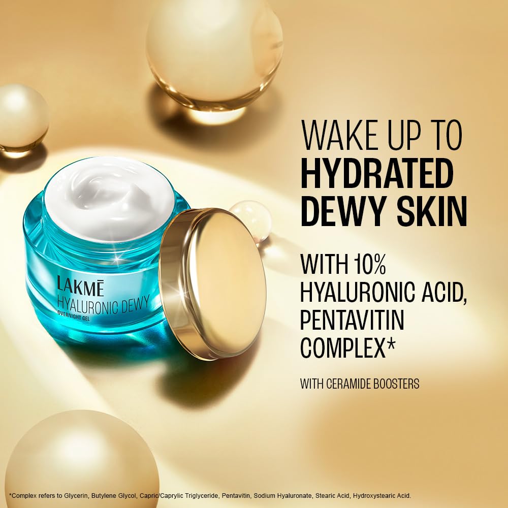 Lakme Hyaluronic Dewy Overnight Gel with Hyaluronic Acid, 50 gm, Pack of 1 Lakme Hyaluronic Dewy Overnight Gel with Hyaluronic Acid, 50 gm, Pack of 1