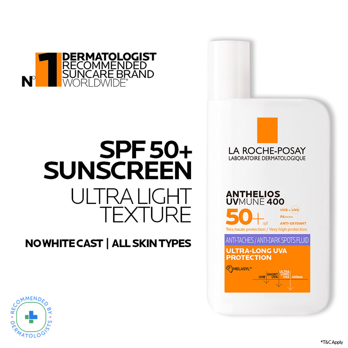 La Roche-Posay Anthelios UVMune 400 Fluid Anti-Taches SPF50 SunScreen, 50 ml, Pack of 1 La Roche-Posay Anthelios UVMune 400 Fluid Anti-Taches SPF50 SunScreen, 50 ml, Pack of 1