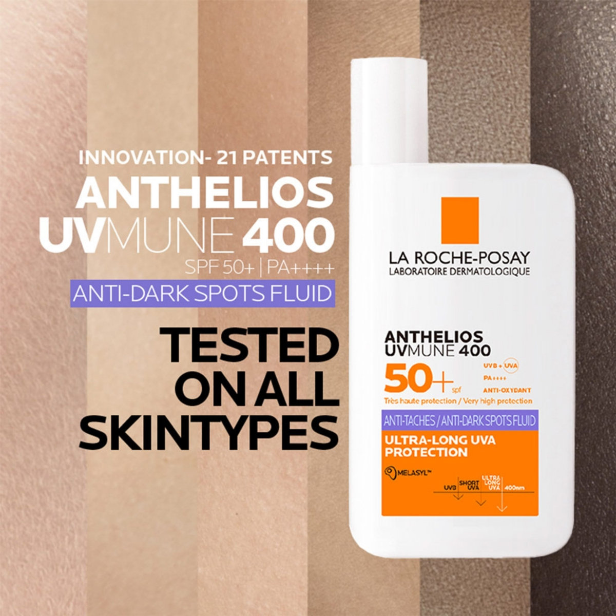La Roche-Posay Anthelios UVMune 400 Fluid Anti-Taches SPF50 SunScreen, 50 ml, Pack of 1 La Roche-Posay Anthelios UVMune 400 Fluid Anti-Taches SPF50 SunScreen, 50 ml, Pack of 1