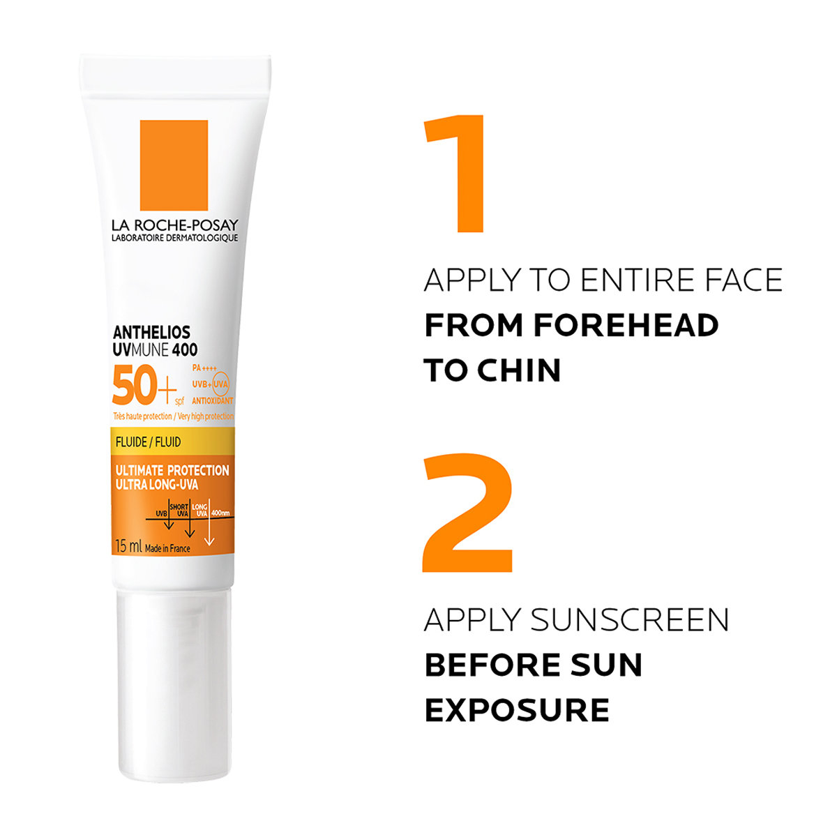 La Roche-Posay Anthelios UVMune 400 Invisible Fluid SPF50 SunScreen, 15 ml, Pack of 1 La Roche-Posay Anthelios UVMune 400 Invisible Fluid SPF50 SunScreen, 15 ml, Pack of 1