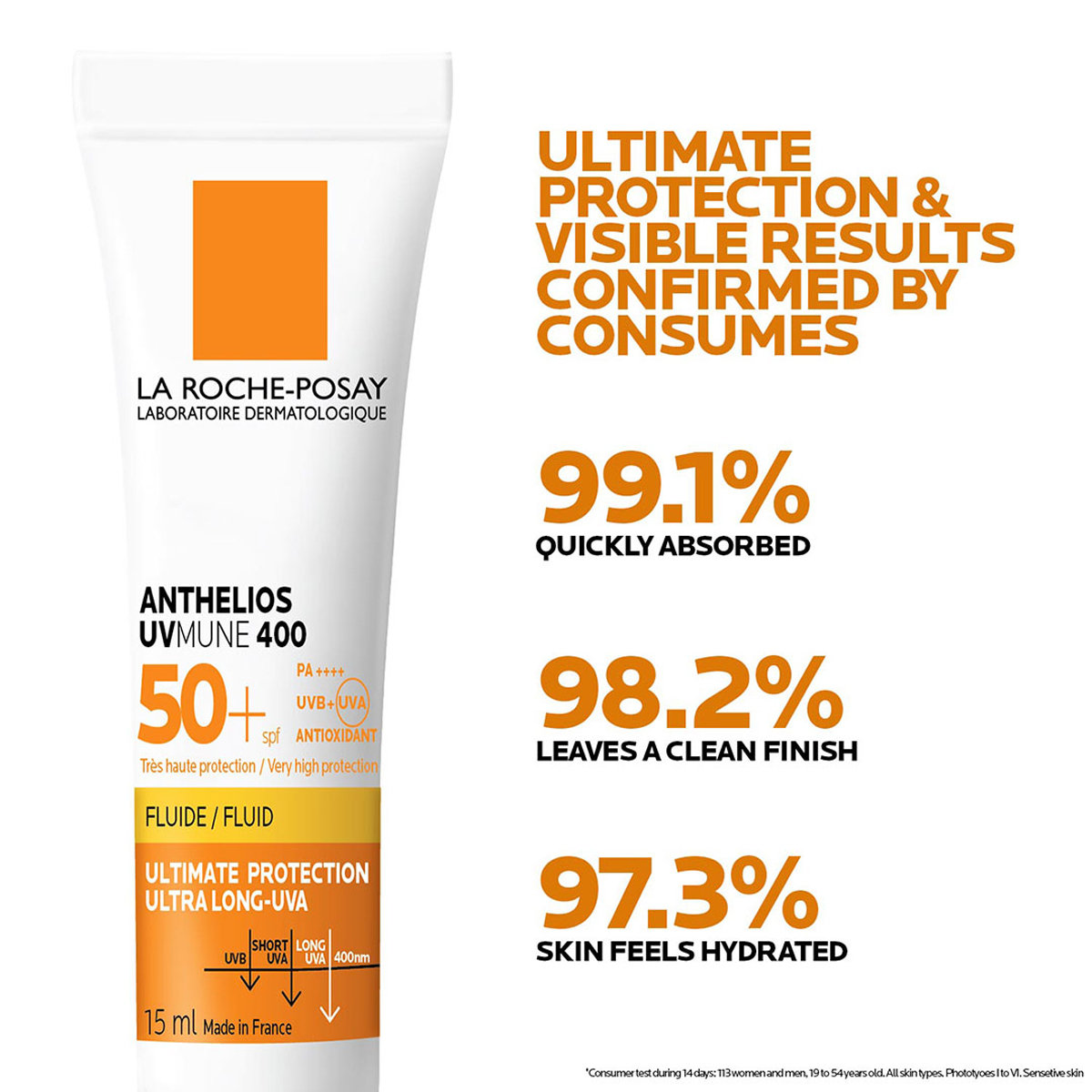La Roche-Posay Anthelios UVMune 400 Invisible Fluid SPF50 SunScreen, 15 ml, Pack of 1 La Roche-Posay Anthelios UVMune 400 Invisible Fluid SPF50 SunScreen, 15 ml, Pack of 1