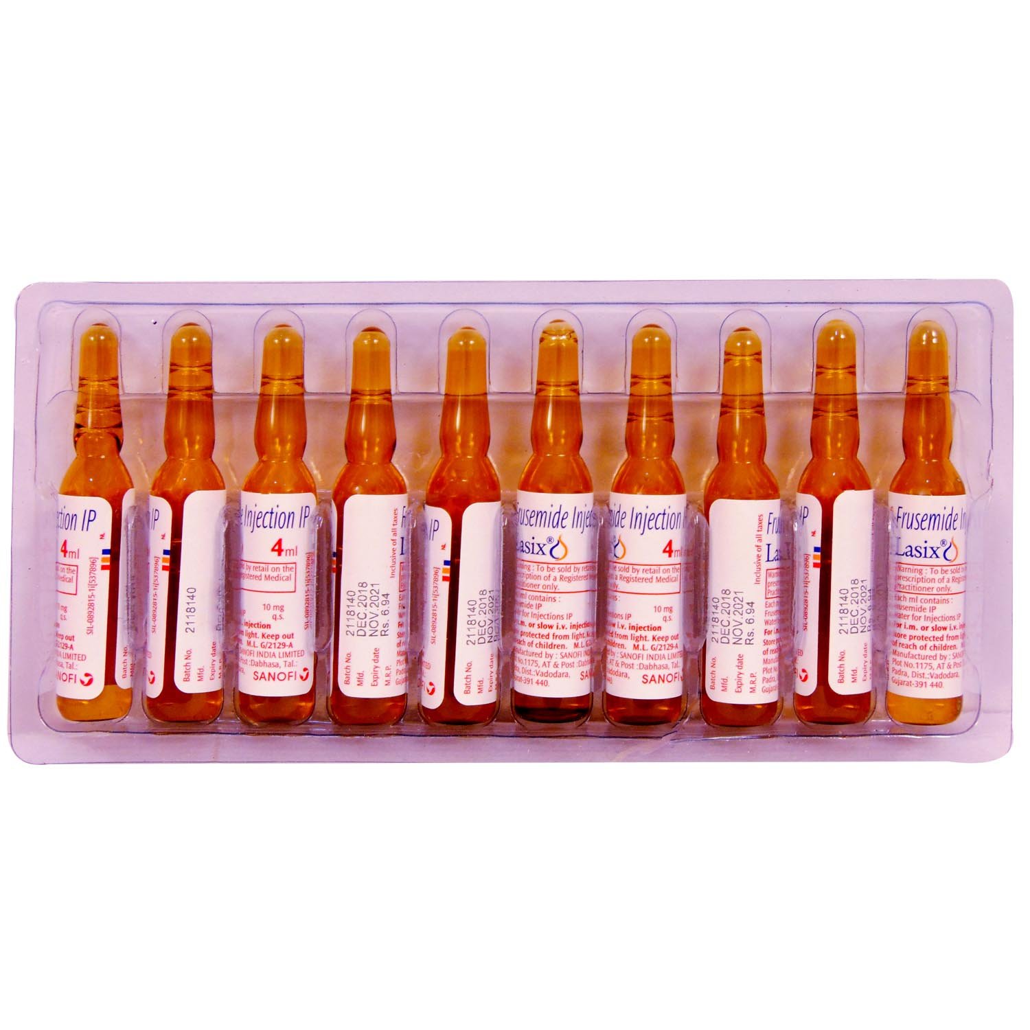 Lasix Injection 10 x 4 ml, Pack of 10 InjectionS Lasix Injection 10 x 4 ml, Pack of 10 InjectionS