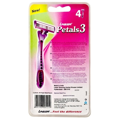 Laser Petals 3 Women Razor, 4 Count, Pack of 1