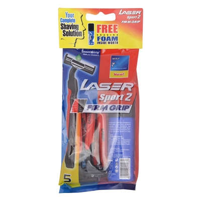 Laser Sport2 Firm Grip Razor, 5 Count, Pack of 1