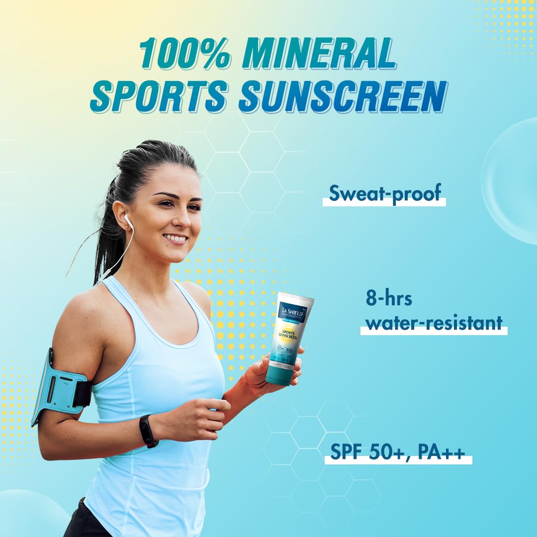 La Shield Sports SPF 50+ PA+++ Mineral Sunscreen Gel, 50 gm, Pack of 1 La Shield Sports SPF 50+ PA+++ Mineral Sunscreen Gel, 50 gm, Pack of 1