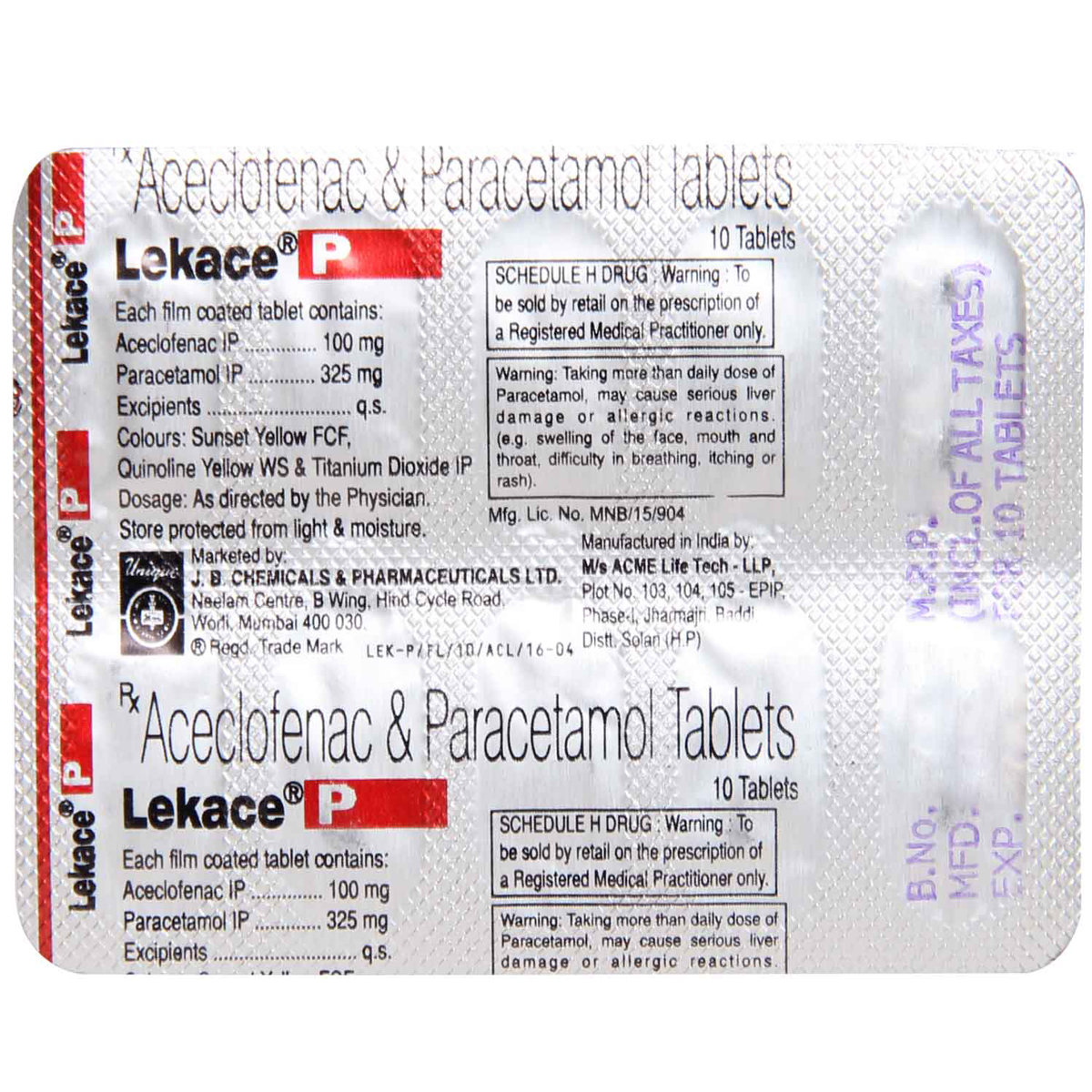 Lekace P Tablet 10's, Pack of 10 TABLETS Lekace P Tablet 10's, Pack of 10 TABLETS