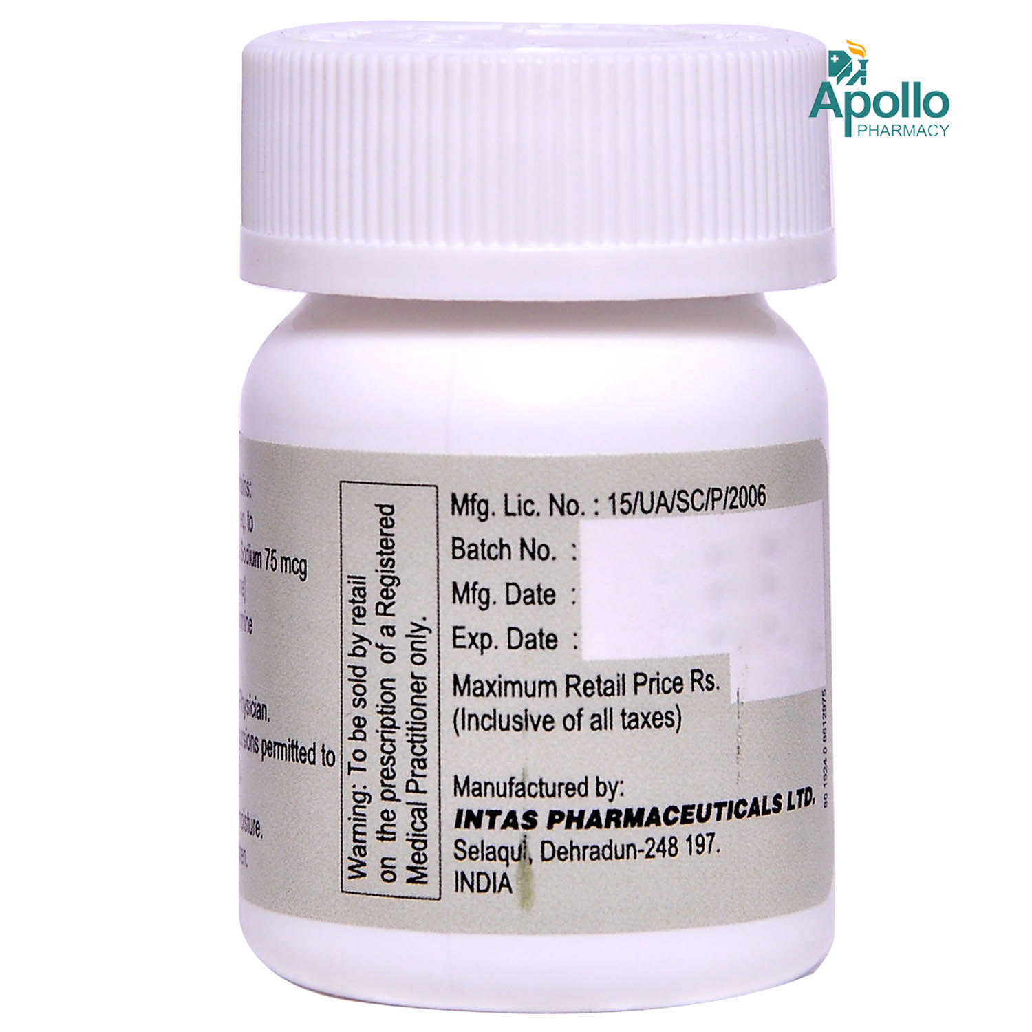 Lethyrox 75 mcg Tablet 100's, Pack of 1 TABLET Lethyrox 75 mcg Tablet 100's, Pack of 1 TABLET