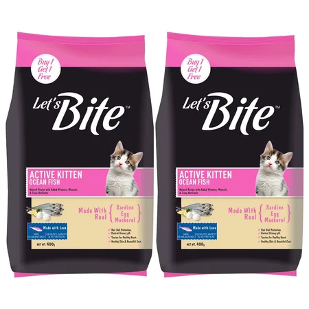 Let'S Bite Active Kitten Ocean Fish, 2X400 gm (B1G1)