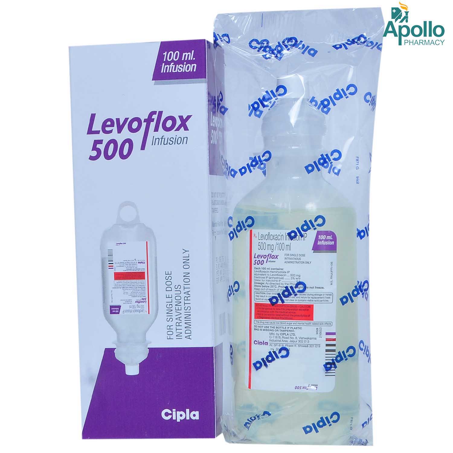 Levoflox 500 Infusion 100 ml, Pack of 1 INJECTION Levoflox 500 Infusion 100 ml, Pack of 1 INJECTION