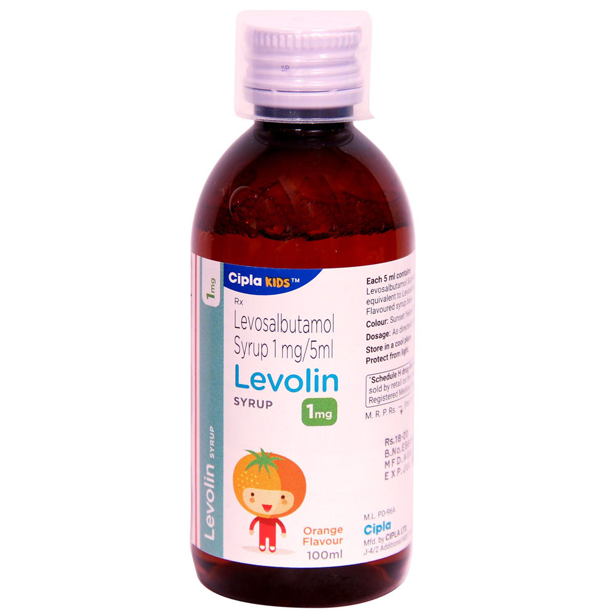 Levolin 1 mg Orange Flavour Syrup 100 ml, Pack of 1 Syrup