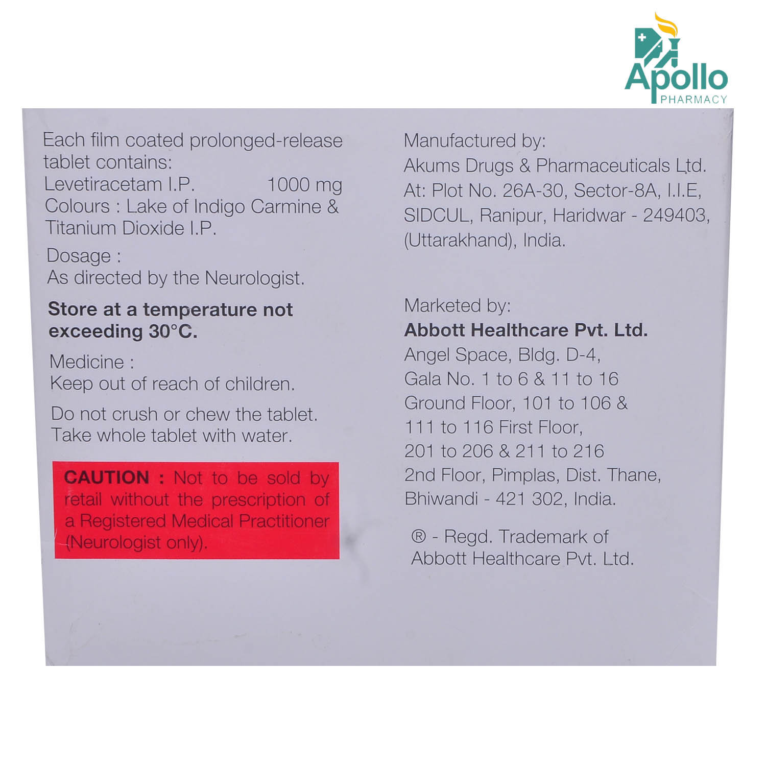 Levesam XR 1 gm Tablet 15's, Pack of 15 TabletS Levesam XR 1 gm Tablet 15's, Pack of 15 TabletS