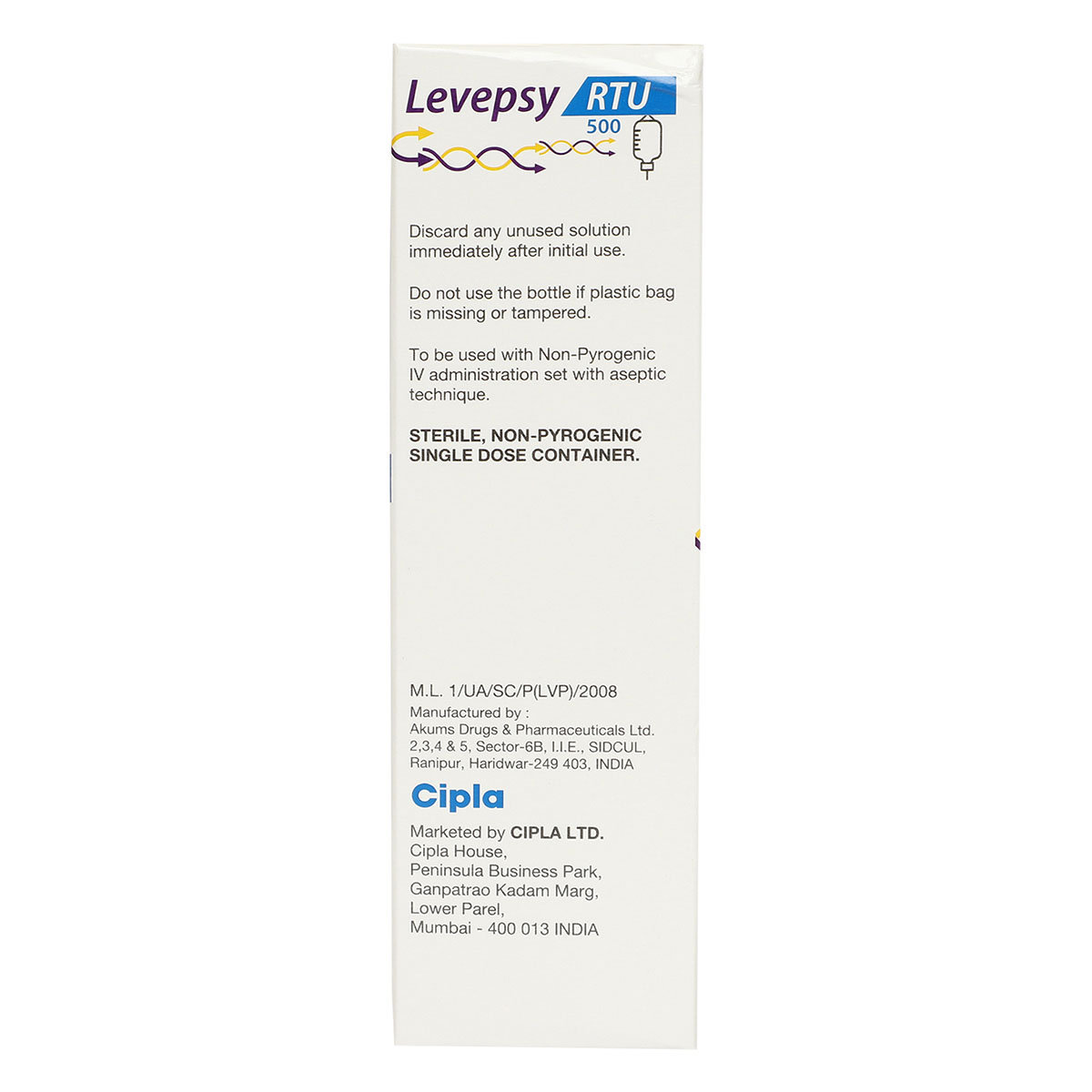 Levepsy Rtu 500 Infusion 100 ml, Pack of 1 Levepsy Rtu 500 Infusion 100 ml, Pack of 1