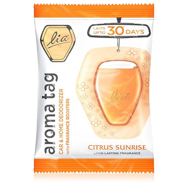 Lia Aroma Tag Citrus Sunrise Car & Home Deodorizer, 7.5 gm