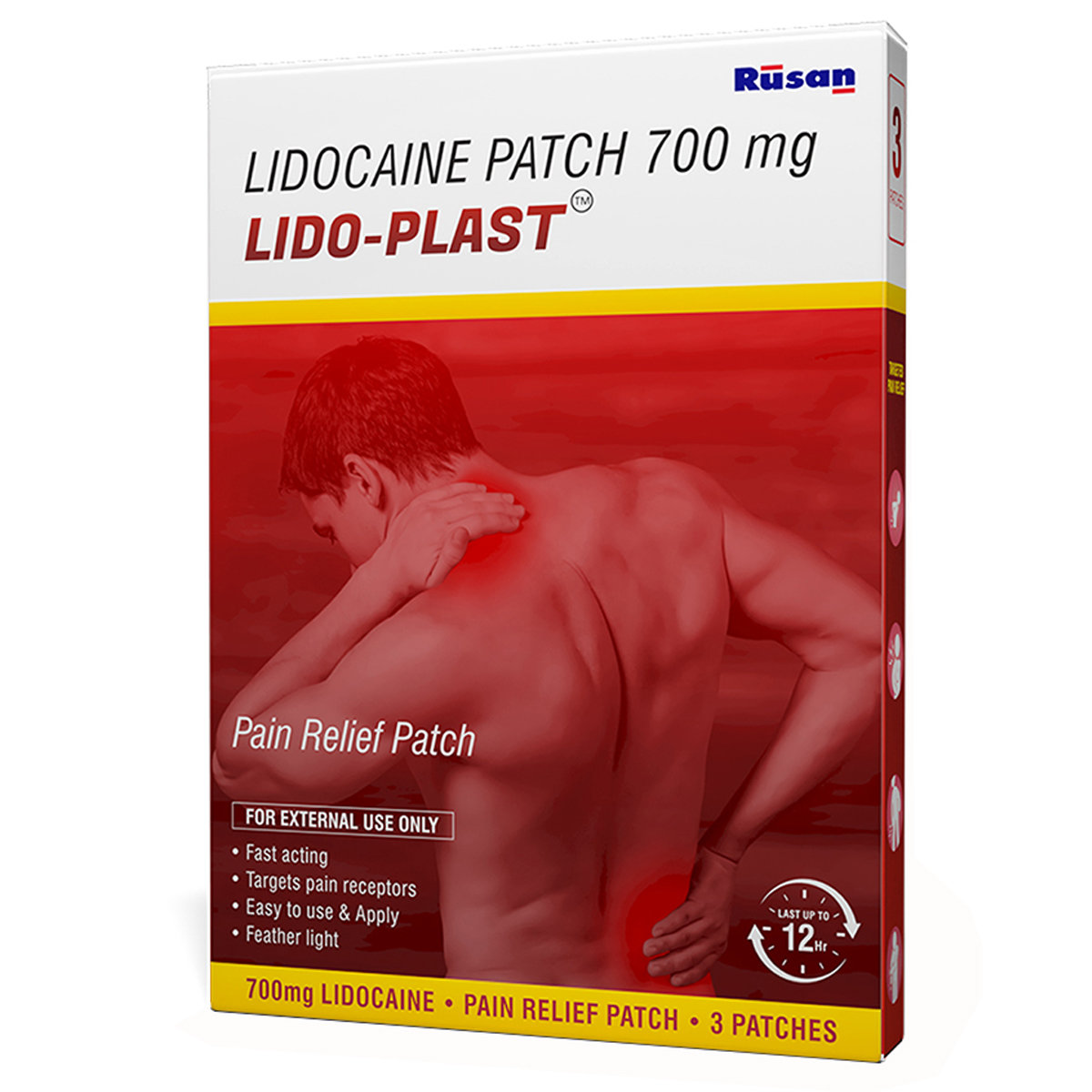 Rusan Lido-Plast 700 mg Pain Relief Patch 3's, Pack of 1 Rusan Lido-Plast 700 mg Pain Relief Patch 3's, Pack of 1