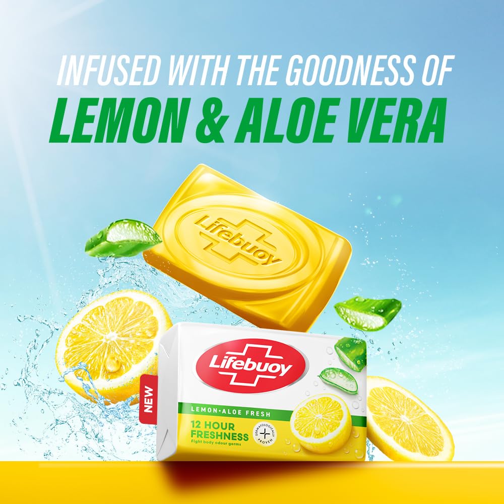 Lifebuoy Lemon Aloe Fresh Soap 100 gm | 100% Stronger Germ protection | Fights Body Odor, Pack of 1 Lifebuoy Lemon Aloe Fresh Soap 100 gm | 100% Stronger Germ protection | Fights Body Odor, Pack of 1