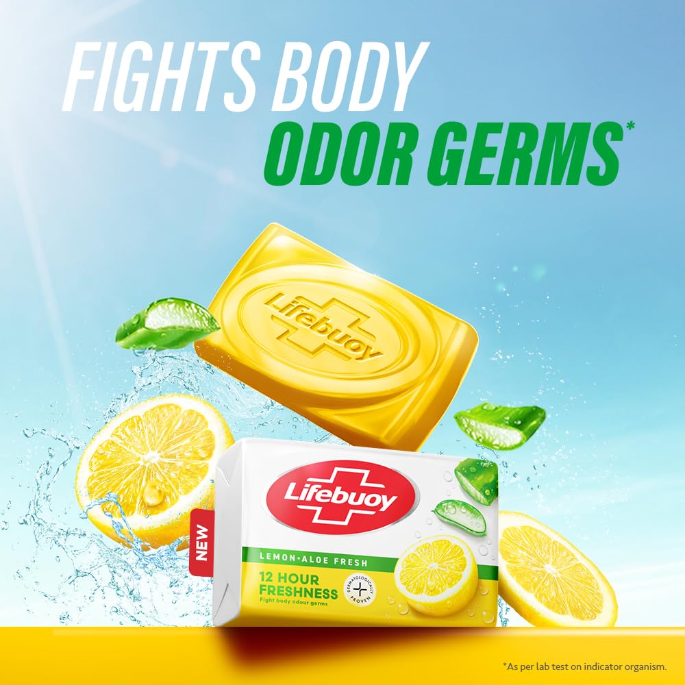 Lifebuoy Lemon Aloe Fresh Soap 100 gm | 100% Stronger Germ protection | Fights Body Odor, Pack of 1 Lifebuoy Lemon Aloe Fresh Soap 100 gm | 100% Stronger Germ protection | Fights Body Odor, Pack of 1