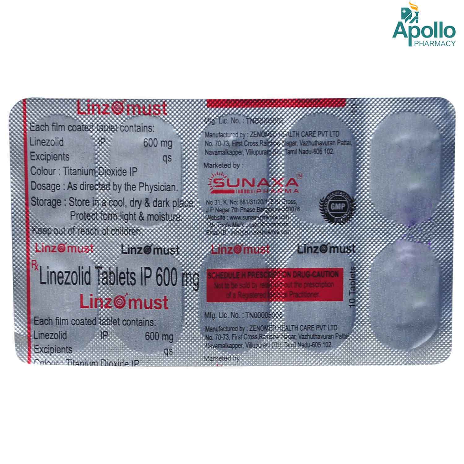 Linzomust 600 mg Tablet 10's, Pack of 10 TabletS Linzomust 600 mg Tablet 10's, Pack of 10 TabletS