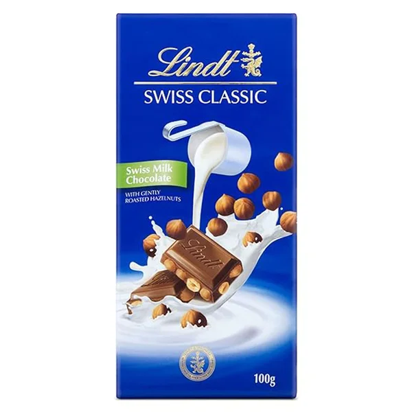 LINDT Swiss Classic Roasted Hazelnut Chocolate, 100 gm
