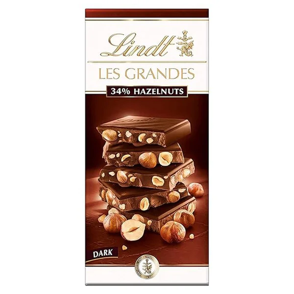 LINDT Les Grands 34% Hazelnuts Dark Chocolate, 150 gm, Pack of 1