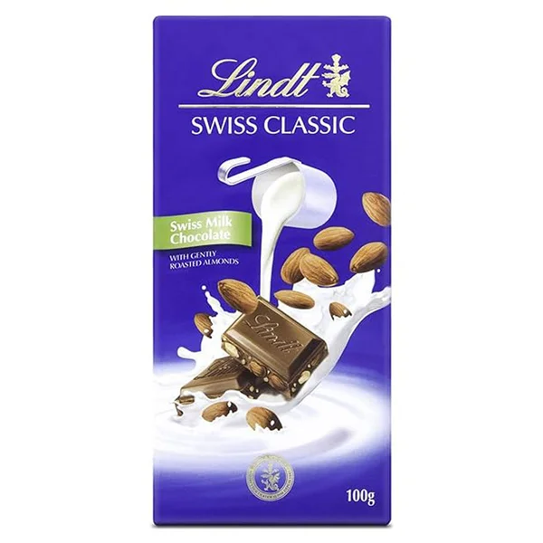 LINDT Swiss Classic Roasted Almond Chocolate, 100 gm