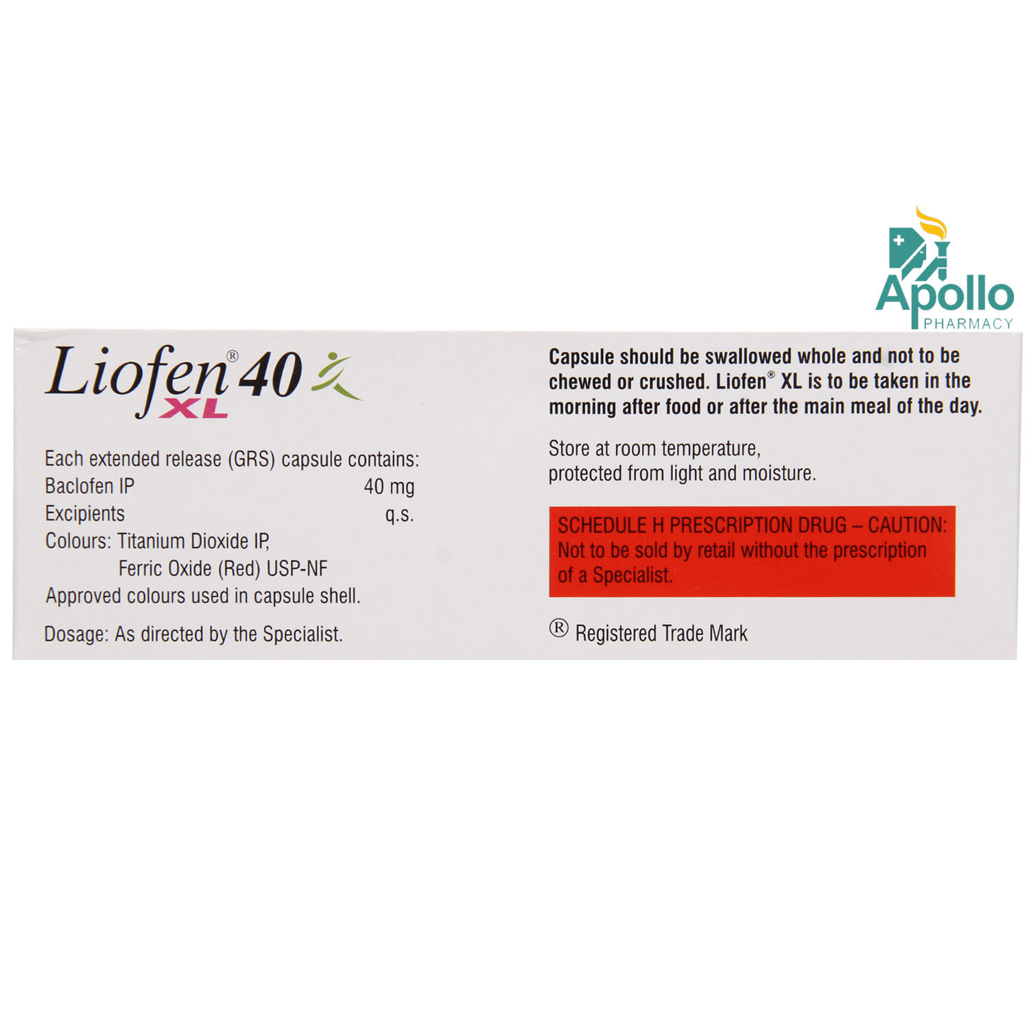 Liofen XL 40 Capsule 10's Price, Uses, Side Effects, Composition