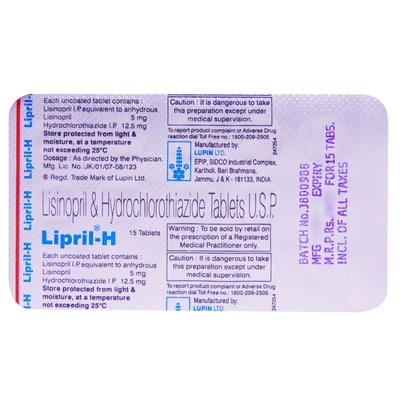 Lipril H Tablet 15's, Pack of 15 TabletS