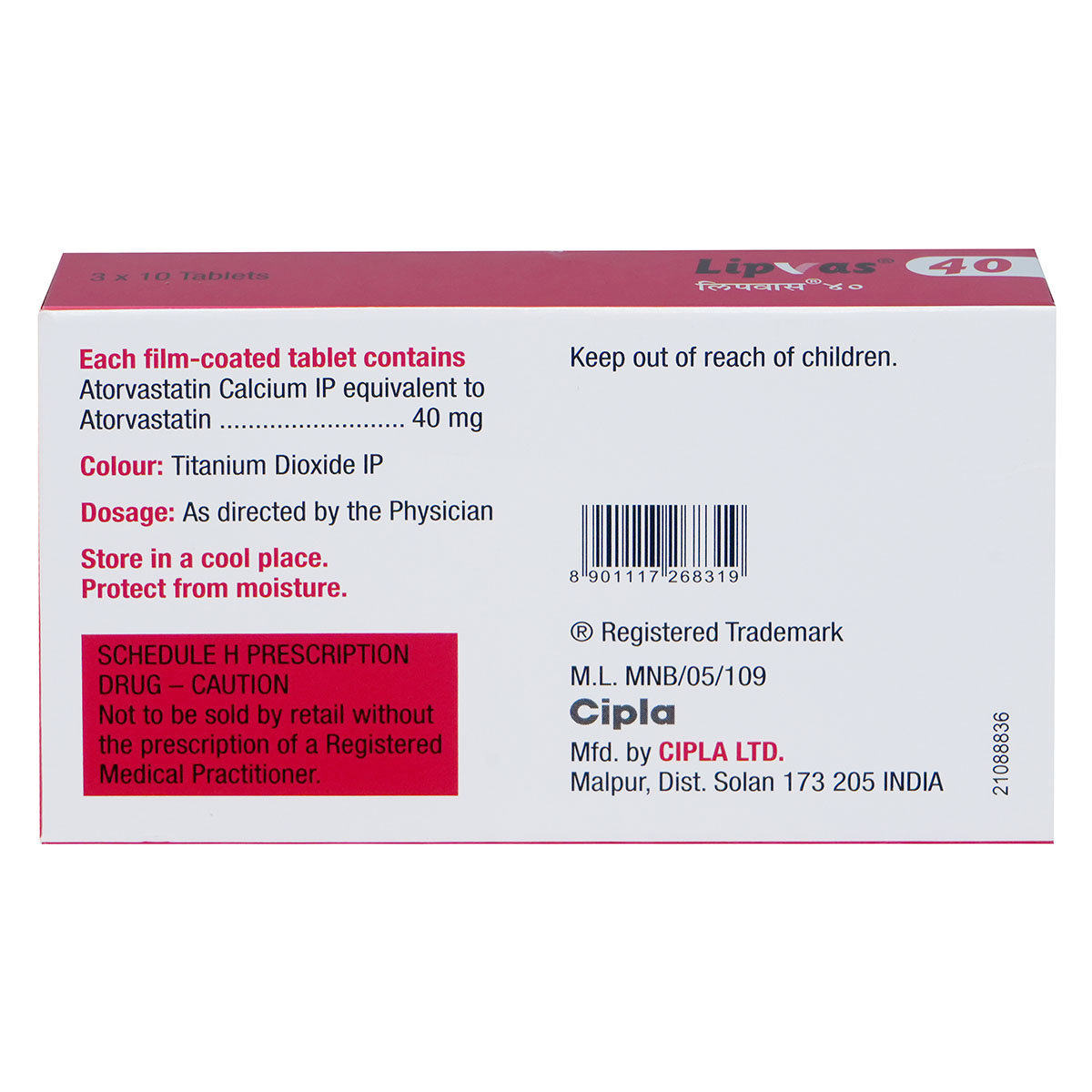 Lipvas 40 Tablet 10's, Pack of 10 TABLETS Lipvas 40 Tablet 10's, Pack of 10 TABLETS